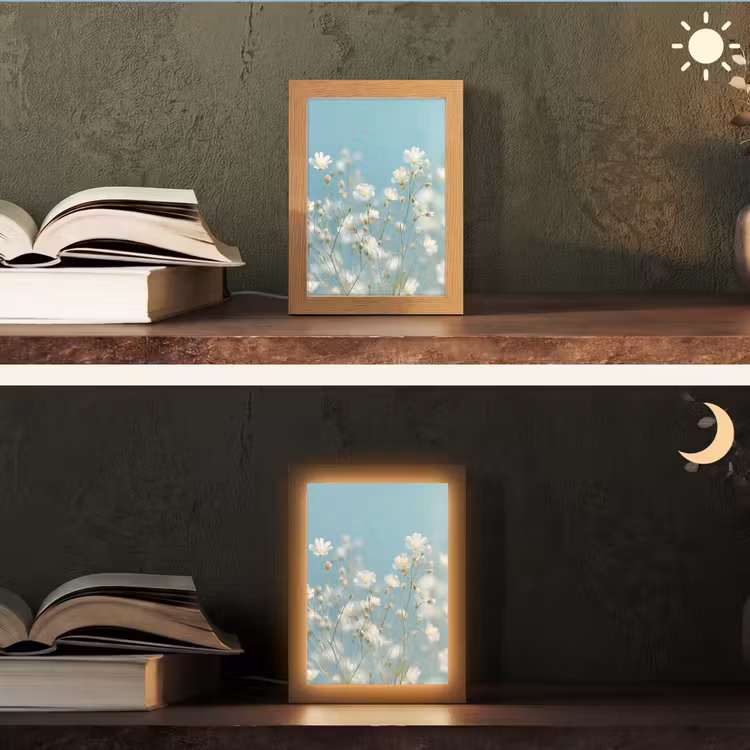Stengels - Bloemen - Lucht - Wit Light Box met kabel (Tafellamp) klein -sfeer3