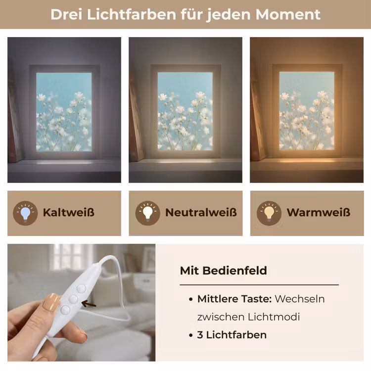 Stengels - Bloemen - Lucht - Wit Light Box met kabel (Tafellamp) klein -USP_lichtkleurDE