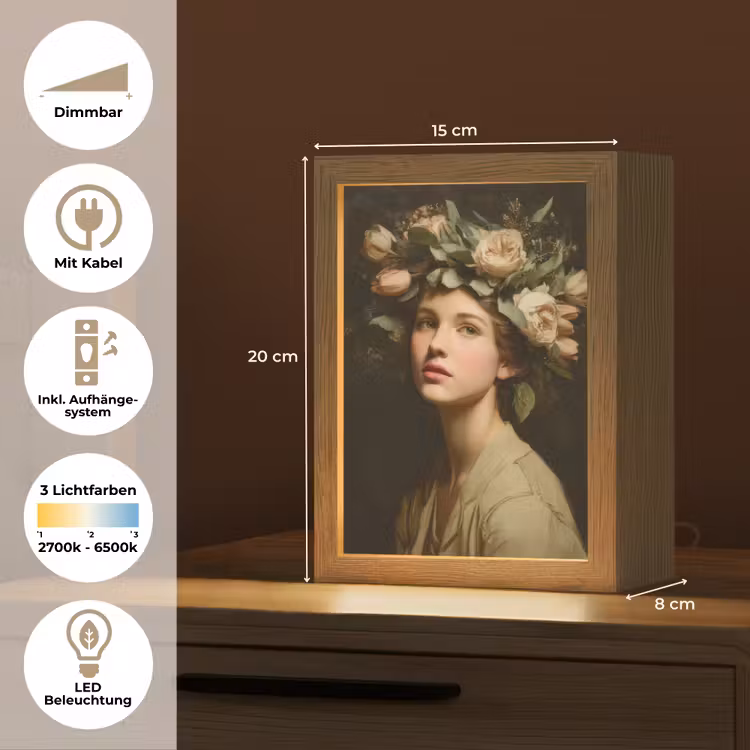Bloemenstilte - Vrouw - Portret Light Box met kabel (Tafellamp) klein -USP_DE
