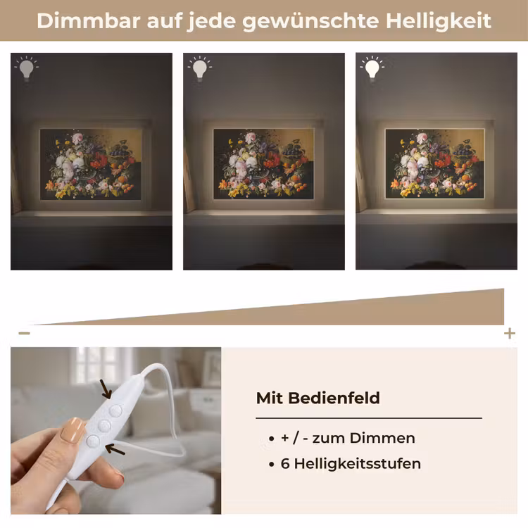 Stilleven met bloemen en fruit - Kunstwerk - Oude meesters Light Box met kabel (Tafellamp) klein -USP_dimbaarDE