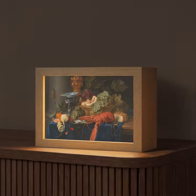 Stilleven met een gouden bokaal - Schilderij - Oude meesters Light Box met kabel (Tafellamp) klein -z3d_website