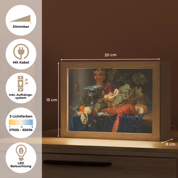 Stilleven met een gouden bokaal - Schilderij - Oude meesters Light Box met kabel (Tafellamp) klein -USP_DE