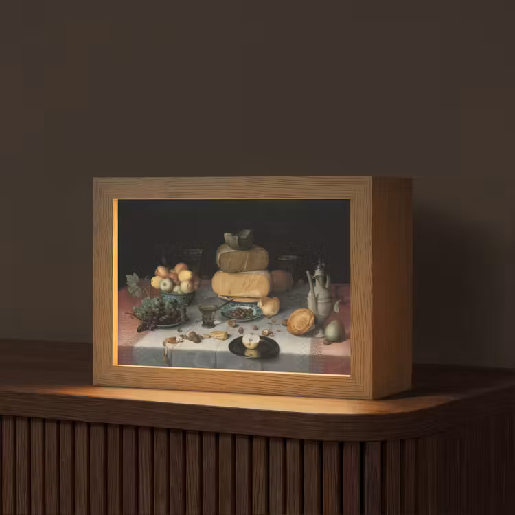 Stilleven met kazen - Kunstwerk - Oude meesters Light Box met kabel (Tafellamp) klein -z3d_website