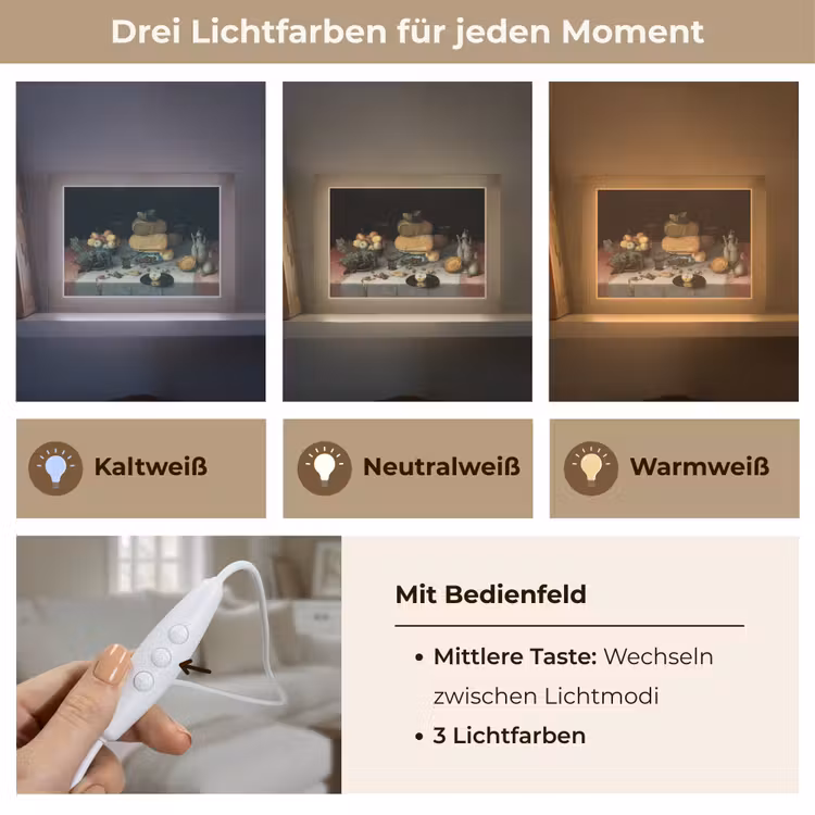 Stilleven met kazen - Kunstwerk - Oude meesters Light Box met kabel (Tafellamp) klein -USP_lichtkleurDE