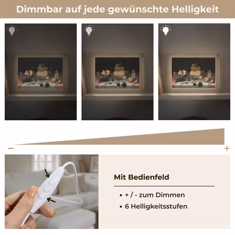 Stilleven met kazen - Kunstwerk - Oude meesters Light Box met kabel (Tafellamp) klein -USP_dimbaarDE
