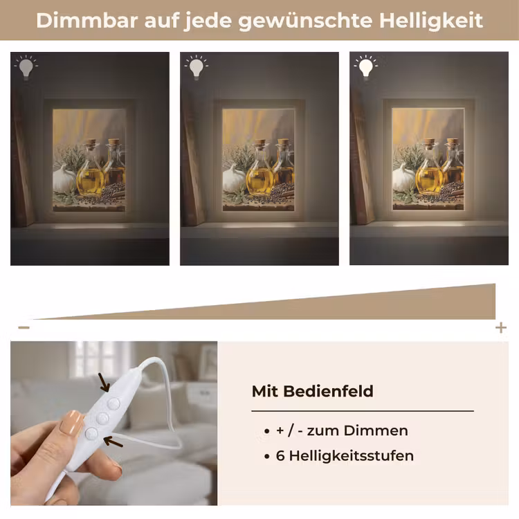 Stilleven - Olijfolie - Knoflook - Kruiden Light Box met kabel (Tafellamp) klein -USP_dimbaarDE
