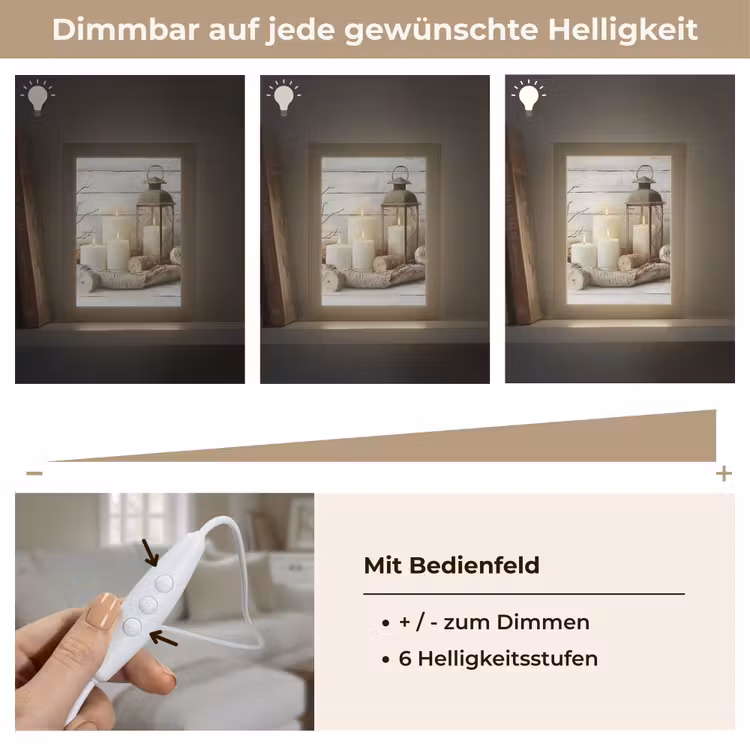 Stilleven - Wit - Kaarsen - Rustiek - Natuur Light Box met kabel (Tafellamp) klein -USP_dimbaarDE