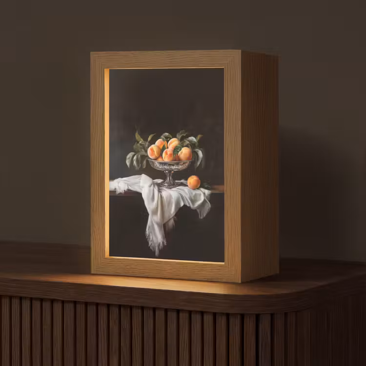 Stilleven - Perziken - Vintage Light Box met kabel (Tafellamp) klein -z3d_website