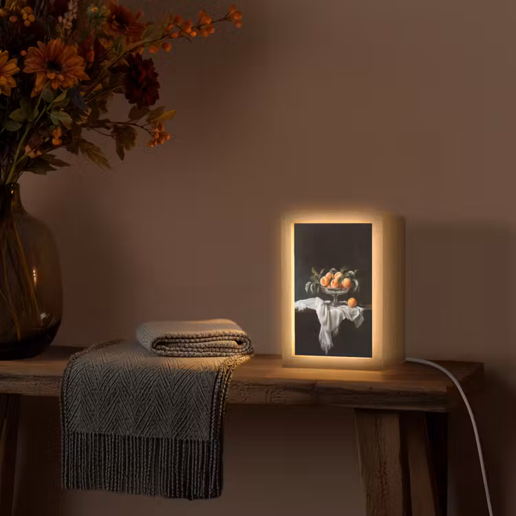 Stilleven - Perziken - Vintage Light Box met kabel (Tafellamp) klein -sfeer4