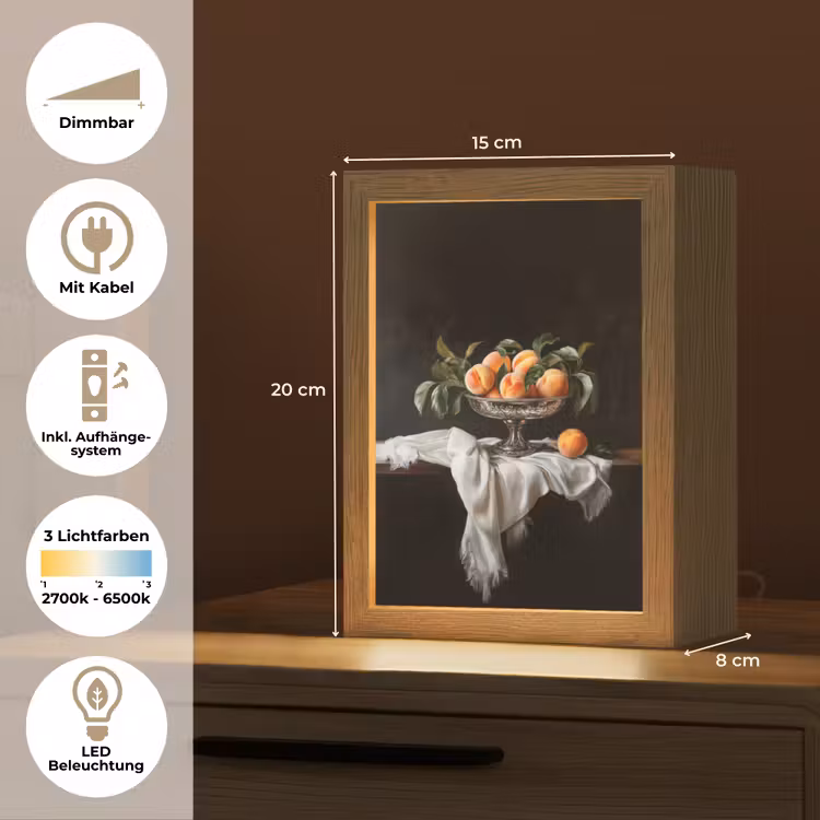 Stilleven - Perziken - Vintage Light Box met kabel (Tafellamp) klein -USP_DE