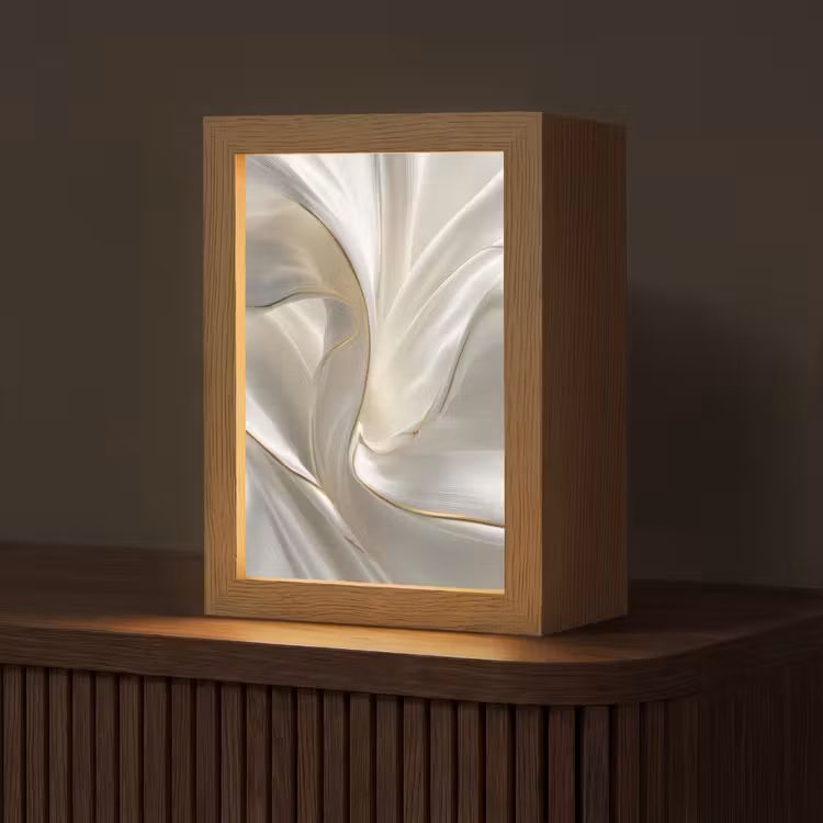 Stof - Plooien - Goud Light Box met kabel (Tafellamp) klein -z3d_website