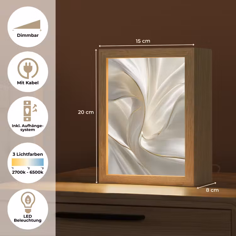 Stof - Plooien - Goud Light Box met kabel (Tafellamp) klein -USP_DE
