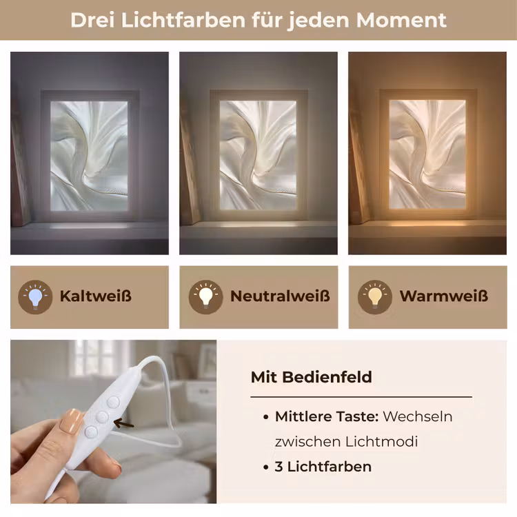Stof - Plooien - Goud Light Box met kabel (Tafellamp) klein -USP_lichtkleurDE