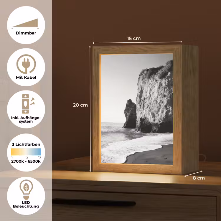 Strand - Klif - Golven - Voetstappen Light Box met kabel (Tafellamp) klein -USP_DE