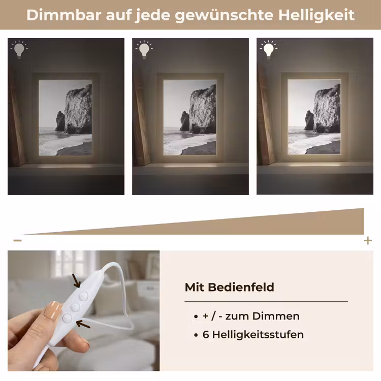 Strand - Klif - Golven - Voetstappen Light Box met kabel (Tafellamp) klein -USP_dimbaarDE