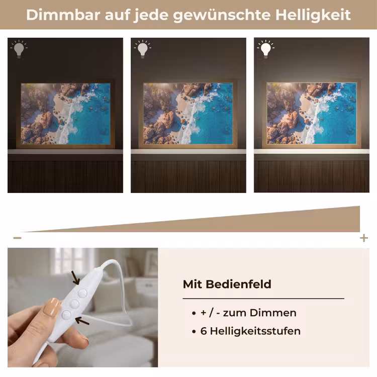 Strand - Zee - Rotsen - Natuur - Blauw Light Box met kabel (Tafellamp) klein -USP_dimbaarDE
