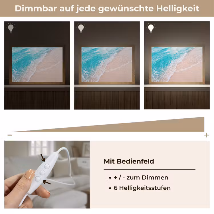 Strand - Zee - Golf - Natuur - Blauw Light Box met kabel (Tafellamp) klein -USP_dimbaarDE