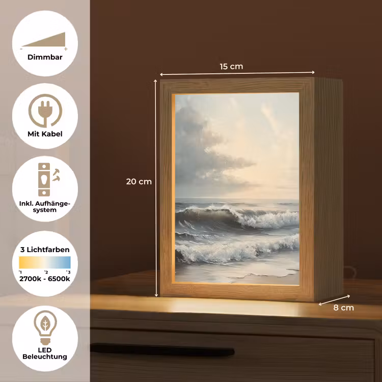 Strand - Zee - Zonsondergang Light Box met kabel (Tafellamp) klein -USP_DE