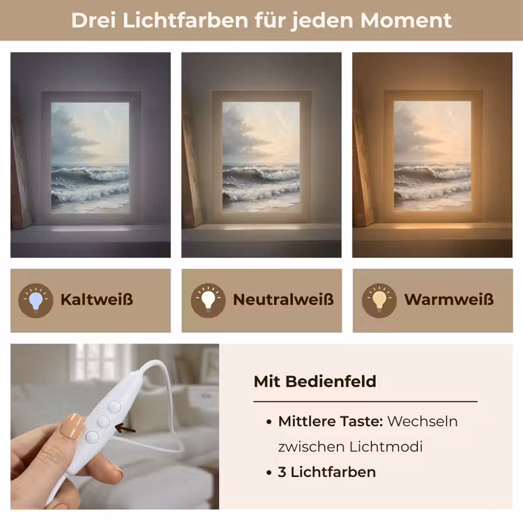 Strand - Zee - Zonsondergang Light Box met kabel (Tafellamp) klein -USP_lichtkleurDE