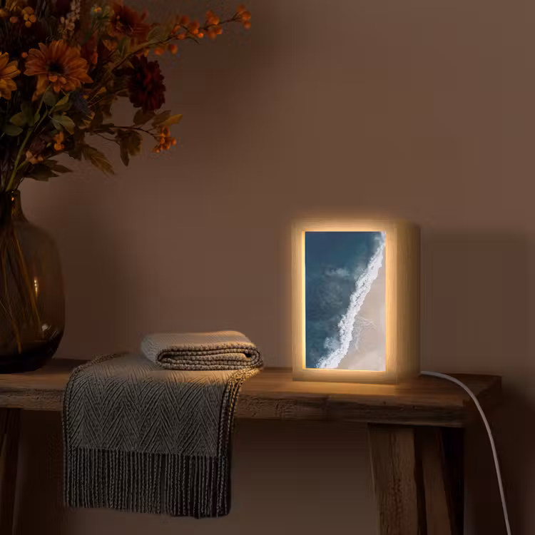 Strand - Zee - Golven Light Box met kabel (Tafellamp) klein -sfeer4