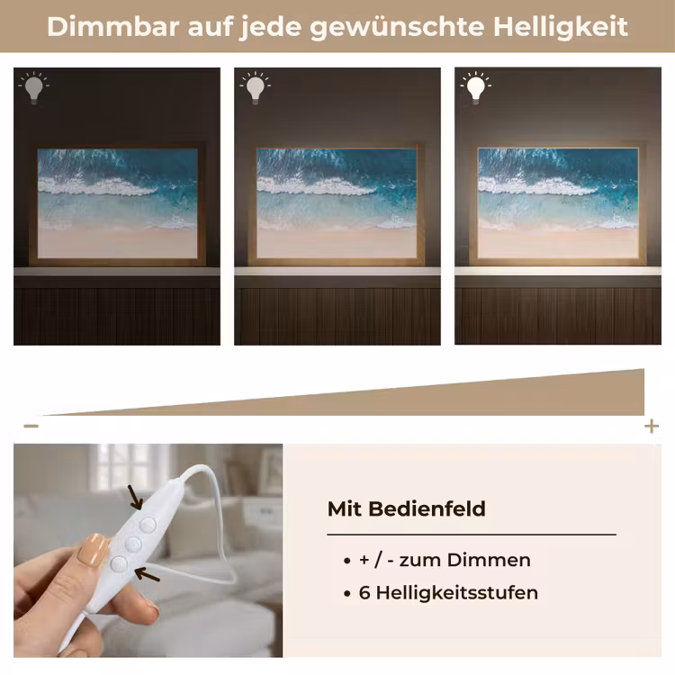 Strand - Zee - Golven - Natuur - Blauw Light Box met kabel (Tafellamp) klein -USP_dimbaarDE