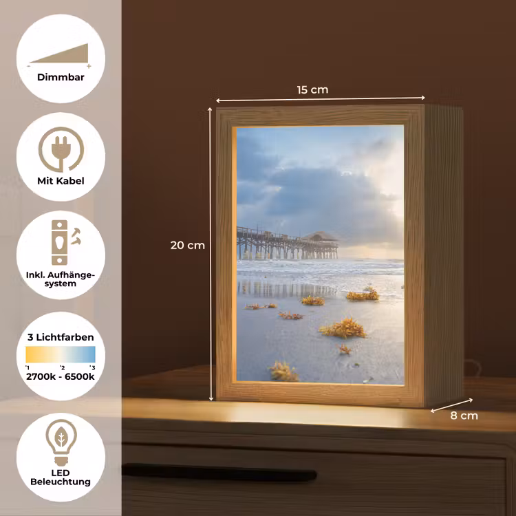 Strand - Pier - Zeewier - Zee - Zomer Light Box met kabel (Tafellamp) klein -USP_DE