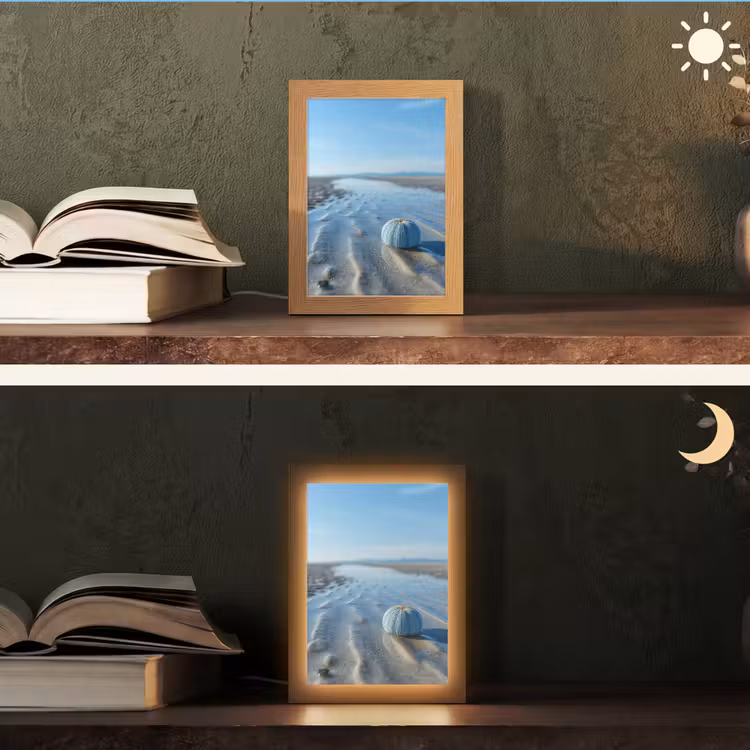 Strand - Schild - Water - Blauw Light Box met kabel (Tafellamp) klein -sfeer3