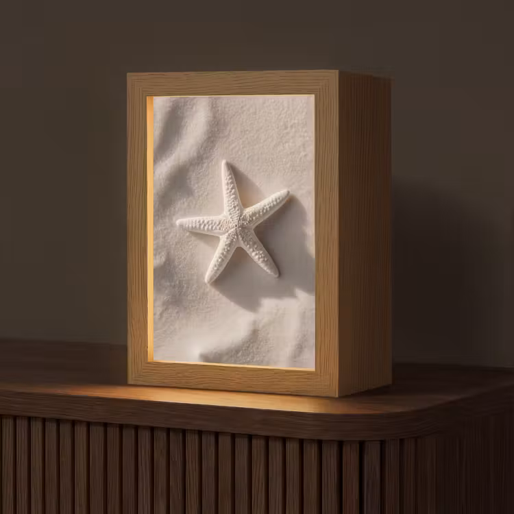 Strand - Zeester - Zand - Beige Light Box met kabel (Tafellamp) klein -z3d_website