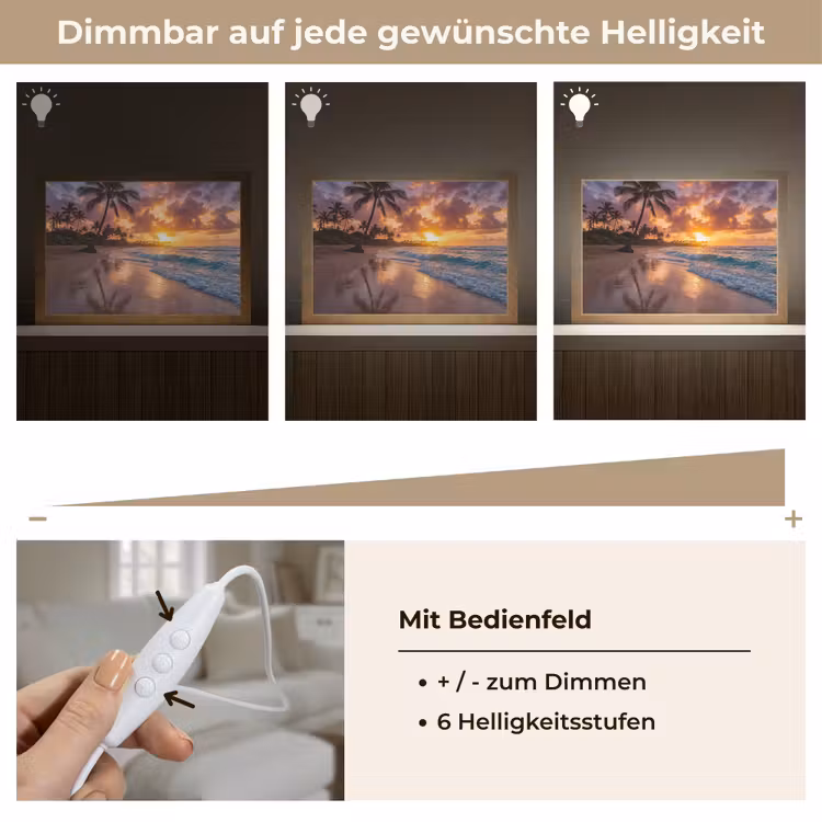 Strand - Zonsopgang - Tropisch - Natuur - Oranje Light Box met kabel (Tafellamp) klein -USP_dimbaarDE