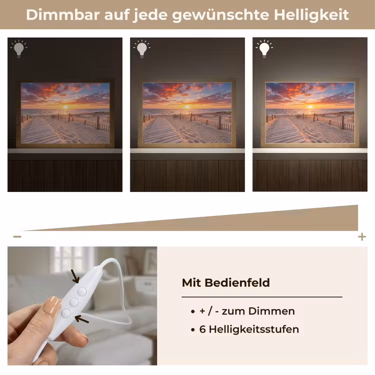 Strand - Zonsondergang - Zee - Natuur - Oranje Light Box met kabel (Tafellamp) klein -USP_dimbaarDE