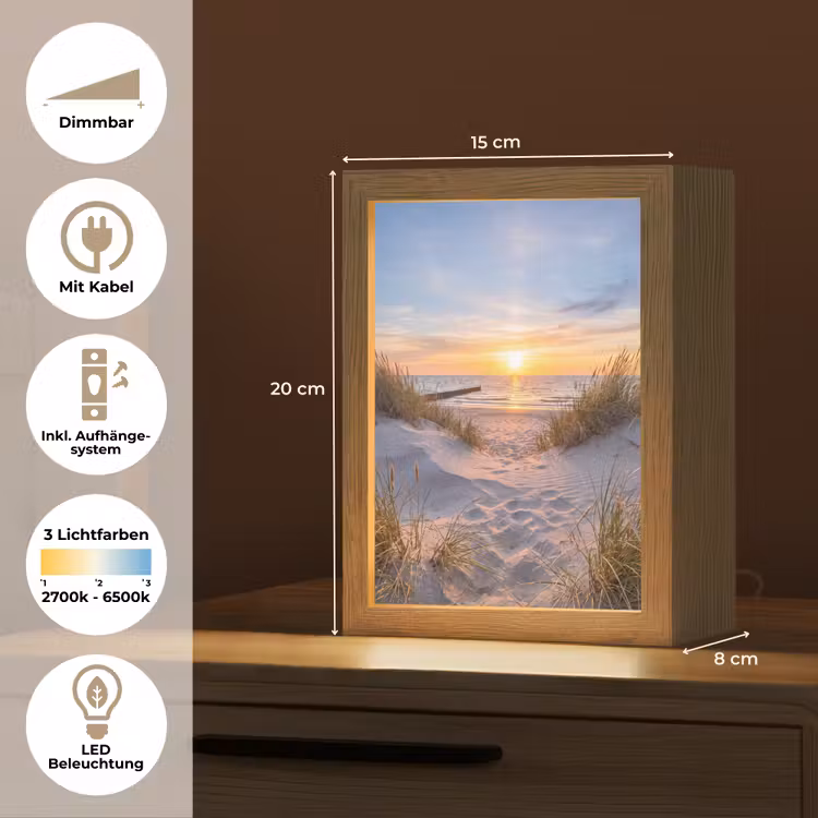 Strand - Zonsondergang - Natuur - Landschap Light Box met kabel (Tafellamp) klein -USP_DE