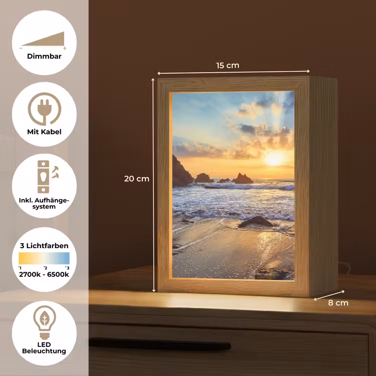 Strand - Zonsondergang - Natuur - Zee - Landschap Light Box met kabel (Tafellamp) klein -USP_DE