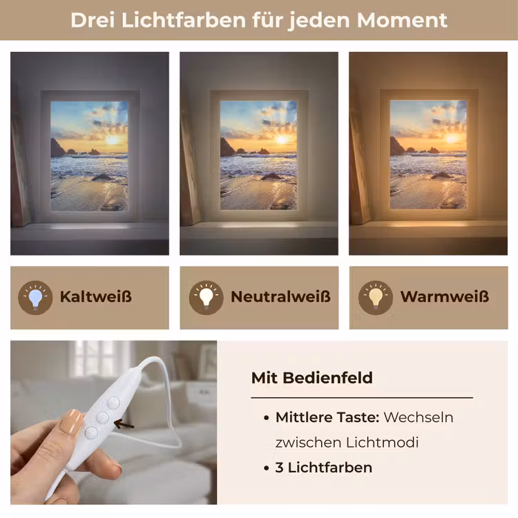 Strand - Zonsondergang - Natuur - Zee - Landschap Light Box met kabel (Tafellamp) klein -USP_lichtkleurDE