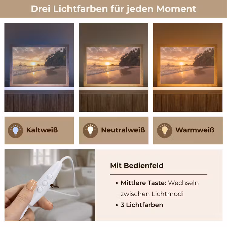 Strand - Zonsondergang - Natuur - Tropisch - Oranje Light Box met kabel (Tafellamp) klein -USP_lichtkleurDE