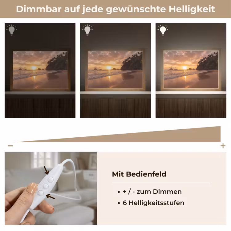 Strand - Zonsondergang - Natuur - Tropisch - Oranje Light Box met kabel (Tafellamp) klein -USP_dimbaarDE