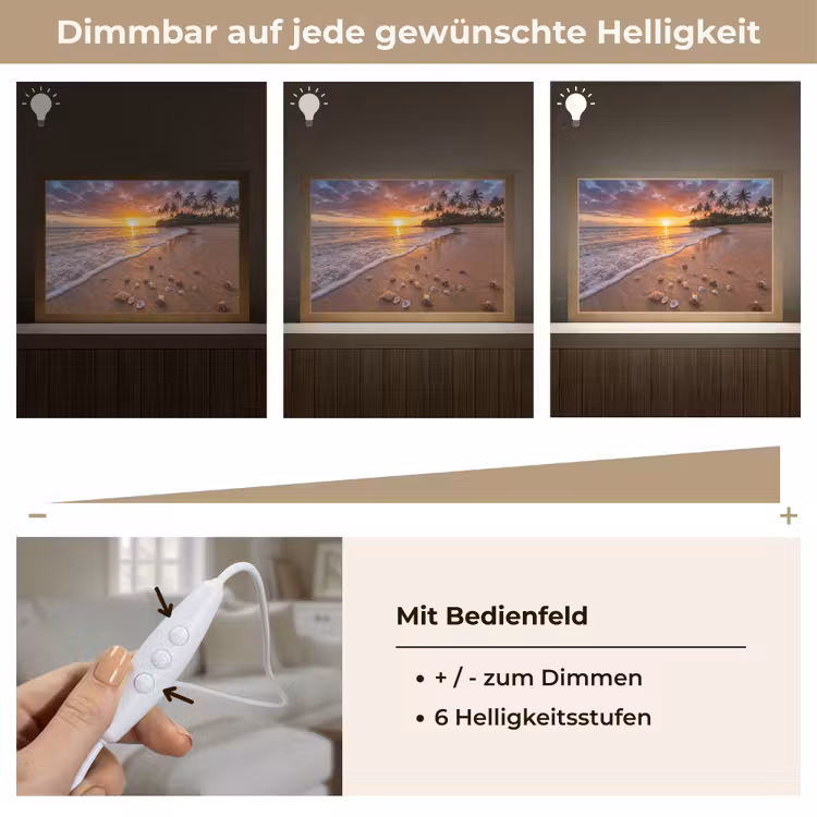 Strand - Zonsondergang - Palmbomen - Natuur - Oranje Light Box met kabel (Tafellamp) klein -USP_dimbaarDE