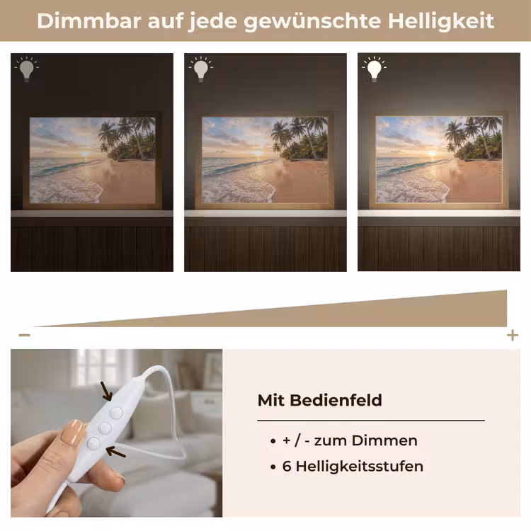 Strand - Zonsondergang - Tropisch - Natuur - Goud Light Box met kabel (Tafellamp) klein -USP_dimbaarDE