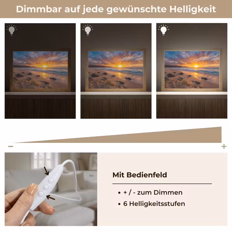 Strand - Zonsondergang - Golven - Natuur - Oranje Light Box met kabel (Tafellamp) klein -USP_dimbaarDE