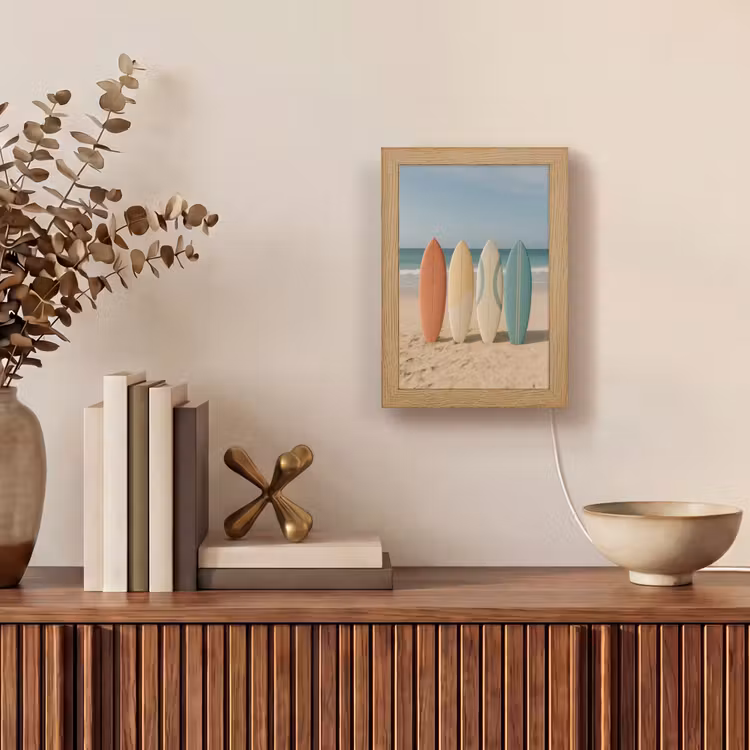 Strand - Surfbord - Pastel Light Box met kabel (Tafellamp) klein -sfeer2