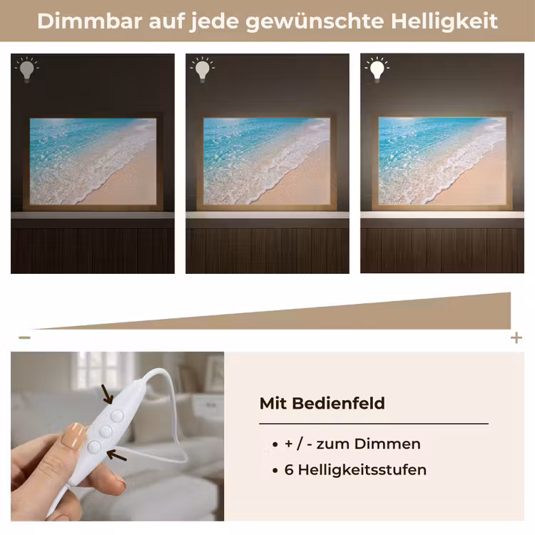 Strand - Water - Natuur - Blauw - Beige Light Box met kabel (Tafellamp) klein -USP_dimbaarDE