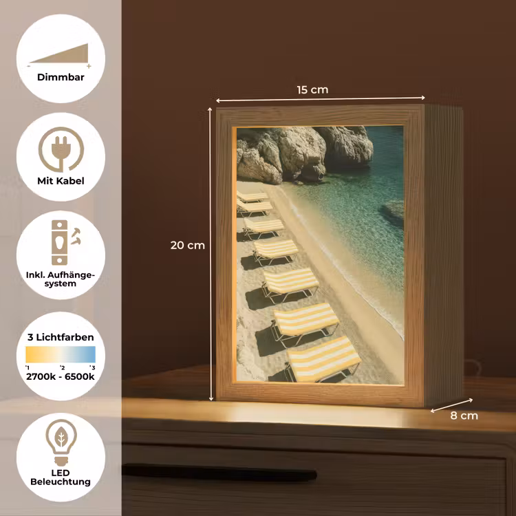 Strandbedden - Zee - Stenen - Baai Light Box met kabel (Tafellamp) klein -USP_DE