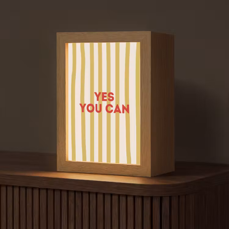 Strepen - Abstract - Yes you can - Rood Light Box met kabel (Tafellamp) klein -z3d_website