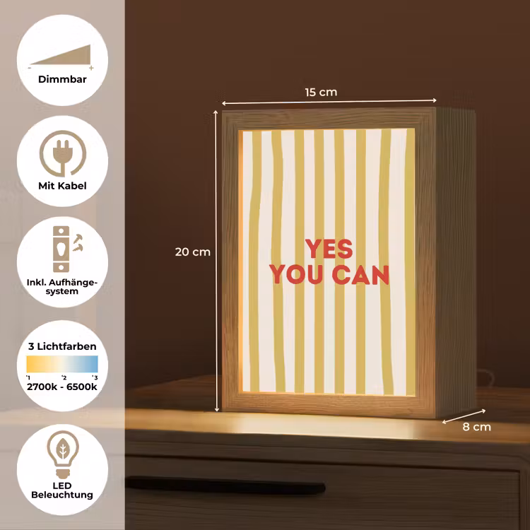 Strepen - Abstract - Yes you can - Rood Light Box met kabel (Tafellamp) klein -USP_DE