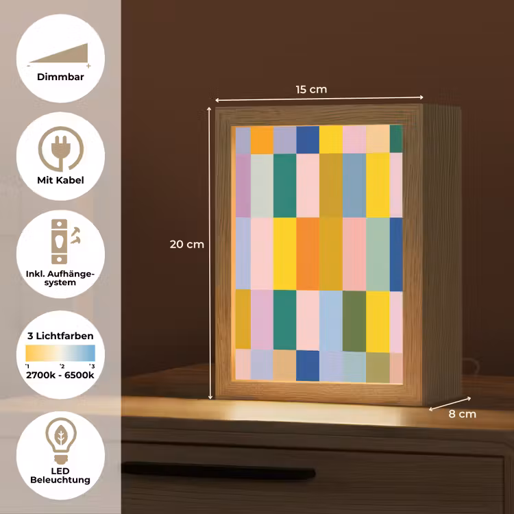 Stroken - Blauw - Patroon - Abstract Light Box met kabel (Tafellamp) klein -USP_DE