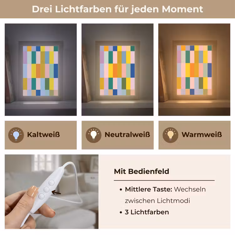 Stroken - Blauw - Patroon - Abstract Light Box met kabel (Tafellamp) klein -USP_lichtkleurDE
