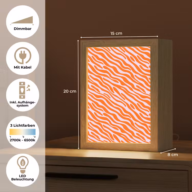 Strepen - Dynamisch - Oranje Light Box met kabel (Tafellamp) klein 925 -USP_DE