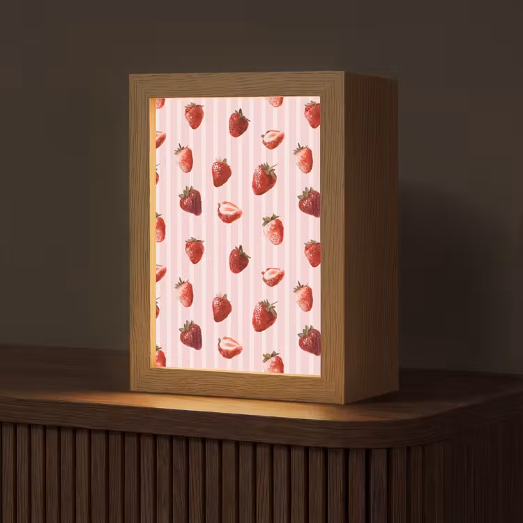 Strepen - Aardbei - Roze Light Box met kabel (Tafellamp) klein 925 -z3d_website