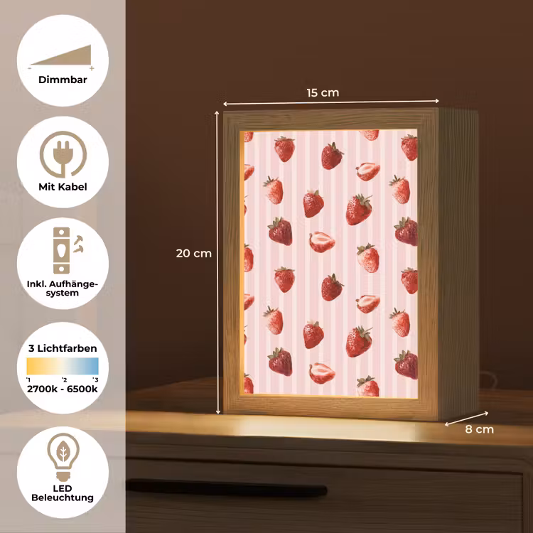 Strepen - Aardbei - Roze Light Box met kabel (Tafellamp) klein 925 -USP_DE