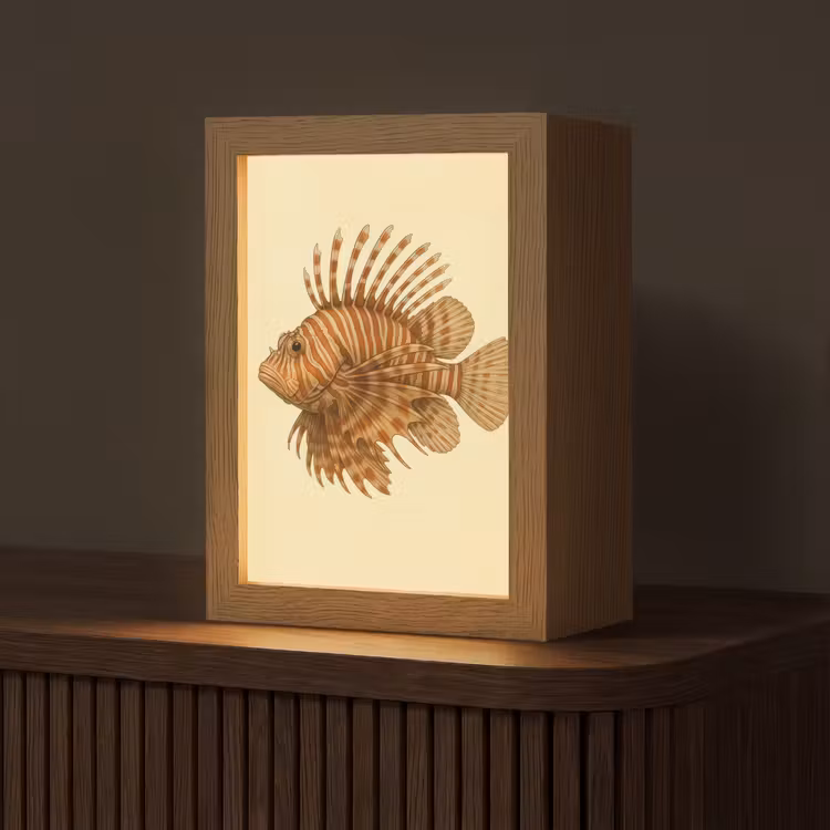 Strepen - Vis - Rond - Stekels Light Box met kabel (Tafellamp) klein -z3d_website