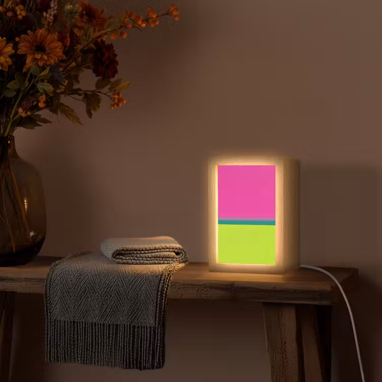 Strepen - Modern - Kleurrijk Light Box met kabel (Tafellamp) klein -sfeer4